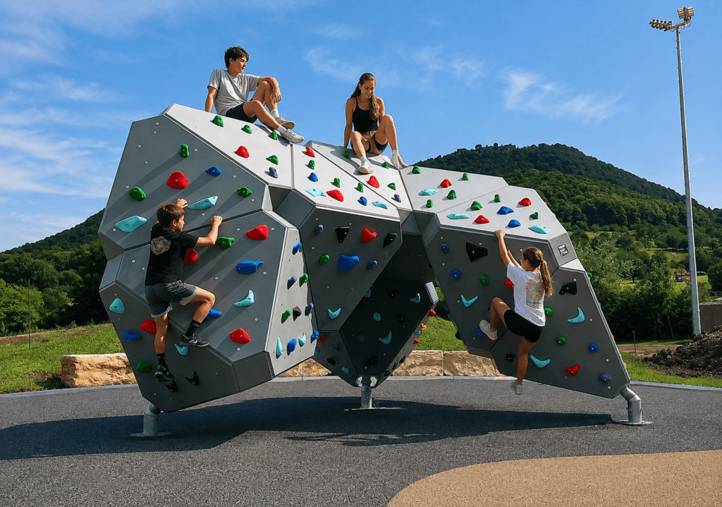 Teenagers on Playground Boulder Teenagers on Playground Boulder