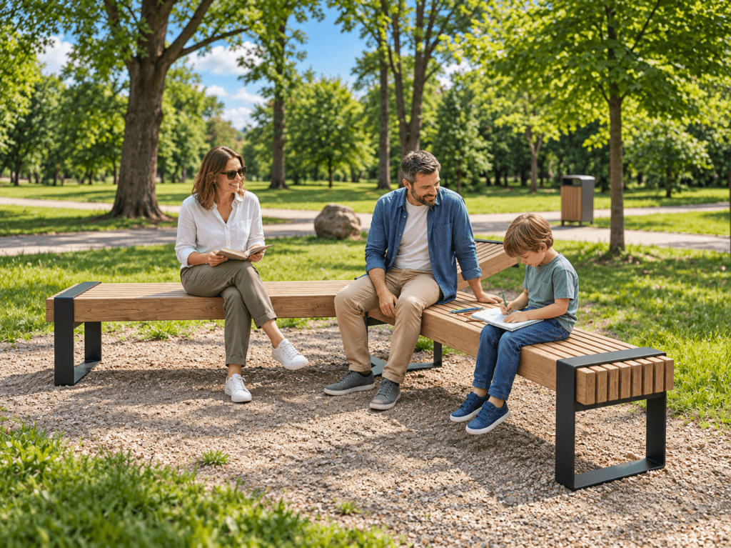 Outdoor Furniture Family on Bench